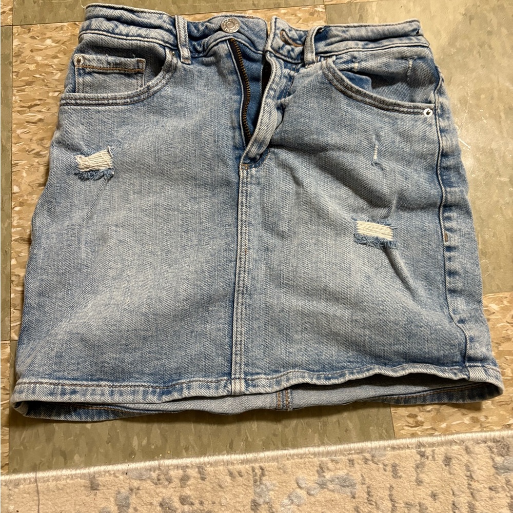 Garage Light Blue Denim Mini Skirt